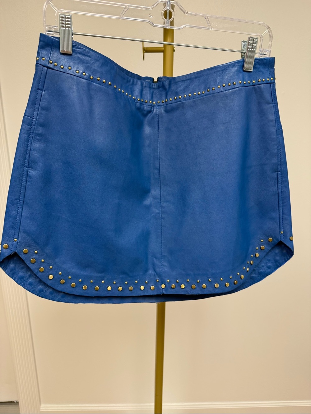 Karina Grimaldi Cobalt Blue Studded Leather Mini Skirt